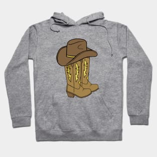 COWGIRL Western Cowboy Boots Brown Gold - Rodeo Art Hoodie